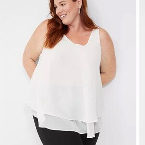 NWT Lane Bryant Ivory Swing Sleeveless Double-Layer Shell Size 16.